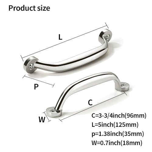 10 Pack 3-3/4 inch Hole Center Polished Nickel Cabinet Pulls - Heavy Duty Solid Drawer Hardware Handles Kitchen Vanity Bathroom Handles - color: Polished Nickel, size: 3-3/4"(96mm) Hole Center