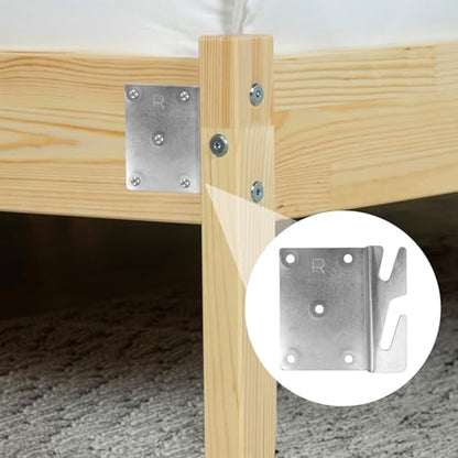 Mcredy Bed Rail Brackets, Heavy Duty Silver Bed Frame Hooks, 5-Hole, 4Pcs - size: Silver, 4 pieces