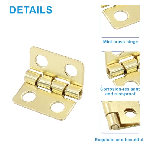Biaungdo Metal Mini Hinges, 13x12mm, Golden, 60 Pcs - color: Yellow, size: 13x12mm,60Pcs