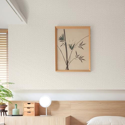 Rugreat Striped Grasscloth Wallpaper Peel and Stick Textured 393L 17.3W - size: 17.3" x 393"