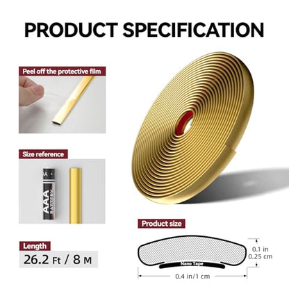 26.2 Ft Peel and Stick Wall Molding Trim, Flexible PVC Trim - color: Gold, size: 26.2 Ft