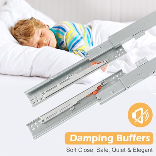 Pair Undermount Drawer Slides Bottom Mount Pull Out Shelf Slider Under Mount Drawer Glides Full Extension Soft Close Drawer Runner Shelf Track for Kitchen Face Frame or Frameless Cabinet Drawer - size: 16 Inch