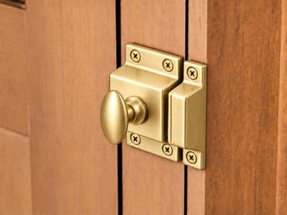 QCAA Oval Turn Cabinet Latch, for Cupboard & Other Furniture, Small, Brass Plated, Made in Taiwan, 2 Pack - color: Brass Plated, size: 2pack-small