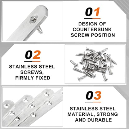 Zonon 20 Pcs Silver Flat Mending Plate 12" Stainless Steel Bracket - color: Silver, size: 12 Inch
