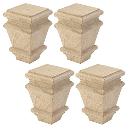T Tulead 120mm/4.72" Unfinished Wooden Cabinet Feet Pack of 4 - size: 4.72" × 3.15"