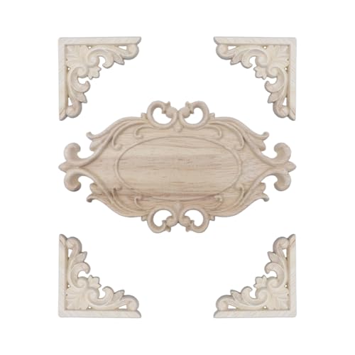 Oak Wood Appliques, Set of 5Pcs