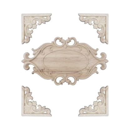 Oak Wood Appliques, Set of 5Pcs