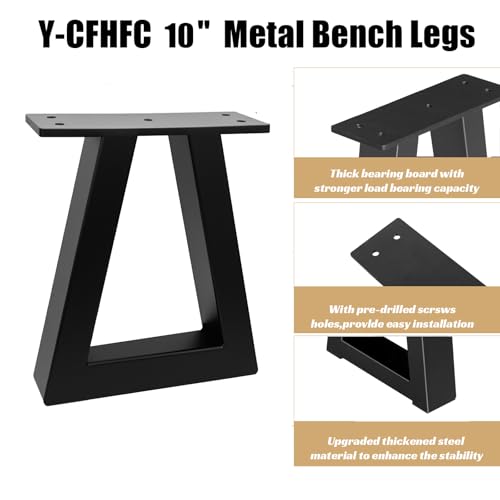 10 '' Trapezoid Metal Table Legs Heavy Duty Steel Furniture Legs for DIY Sofa, Couch, Bench,Stool,Coffee Table, End/Side Table,Cabinet Feets (Set of 2, Black) - color: Black, size: 10" Trapezoid