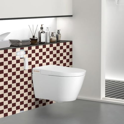 Art3d Grid Peel and Stick Backsplash, 10-Pack, Red Brown and Warm White - color: Red-brown and Warm White