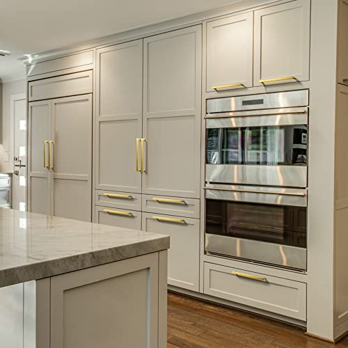 Goo-Ki 6 Pack Pure Brass Made Luxurious Cabinet Pulls,Matte,7-9/16 Inches Center to Center,Brushed Brass - color: Pure Brass, size: 7 9/16" Center to Center