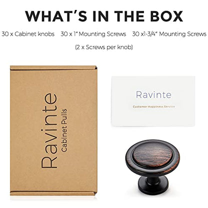 Ravinte Oil Rubbed Bronze Round Cabinet Knobs,Zinc Pulls,1-1/4 Inch,30 Pack - color: Oil Rubbed Bronze