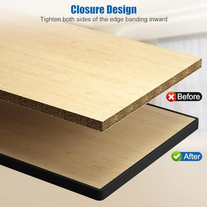 16.4FT U-Shape Plywood Edge Banding, 3/4 inch Rubber U Channel Edge Trim Self Adhesive Edge Protector for Veneer Countertop Table Cabinet Repair Furniture (15mm, Black)