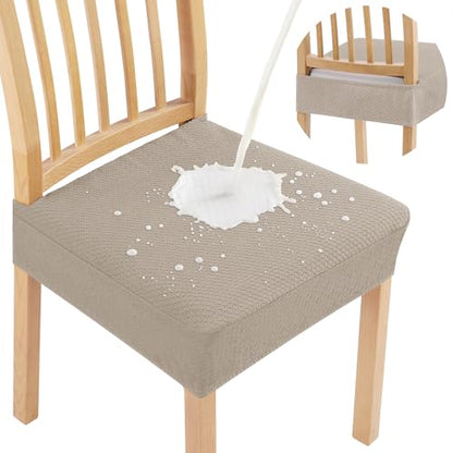 Smiry Waterproof Seat Covers for Dining Room Chairs, Set of 2 - color: Taupe, size: Set of 2