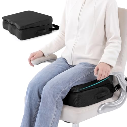 BALAPET Adjustable Thick Seat Cushion to Raise Height, Ergonomic Hip Cushion Post Surgery for Long Sitting, Memory Foam Hip Replacement Recovery Aids with Anti-Slip Strap(Black) - color: Black