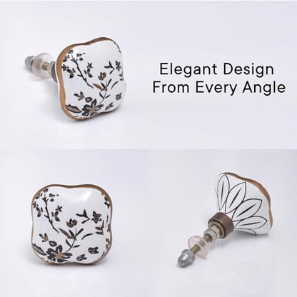 Indian Shelf 18 Pack Drawer Knobs for Cabinet Dresser Ceramic - color: Black and Golden, size: 18 Knobs