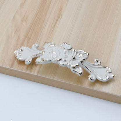2Pcs Euro Rose Decorative Cabinet Pull Handles Ivory Drawer Pull