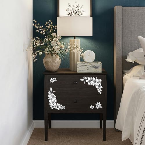 Peacoblue Black White Lilies Rub On Transfers for Furniture Craft 6"x12" - style: Black and White Lilies