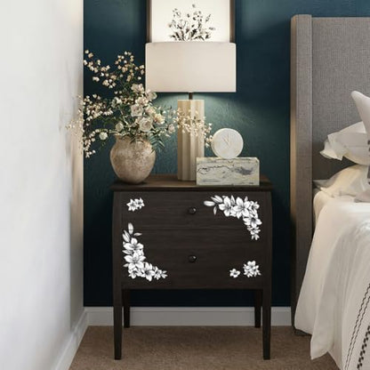 Peacoblue Black White Lilies Rub On Transfers for Furniture Craft 6"x12" - style: Black and White Lilies