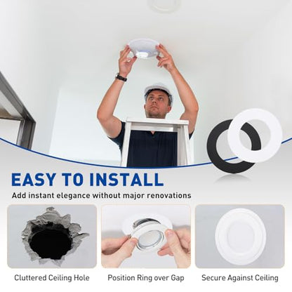 uxcell Goof Rings for 6" Recessed Lights 6.3"x8.6" Goof Trim Ring - color: Black, size: Fits: 6" Inch (cutout size approx 160mm/6.3")