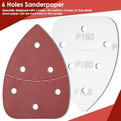 64 Pcs Mouse Sander Sandpaper Detail Sanding Pads,with Cut Line - style: with cut line