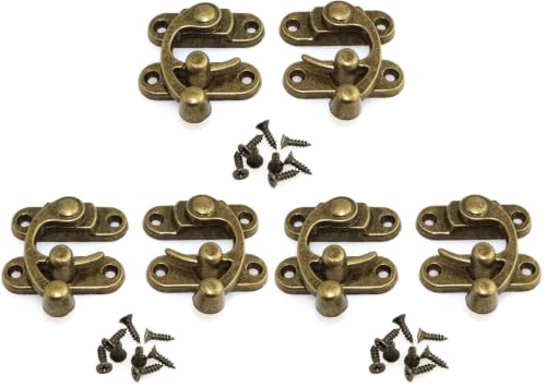 1 Pair Bronze Mini Swing Arm Clasp Latch Vintage Style Left Right Toggle Hasp Hook Metal Catch Curved Buckle - size: 33X28mm