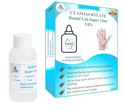 Dental Lab Super Glue Adhesive Instant Bonding - Gel (2oz) - size: 2 oz