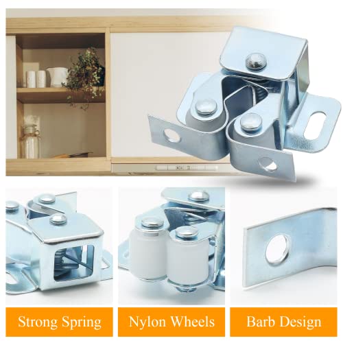 12 Pcs Double Roller Catch Cabinet Latches, Silver