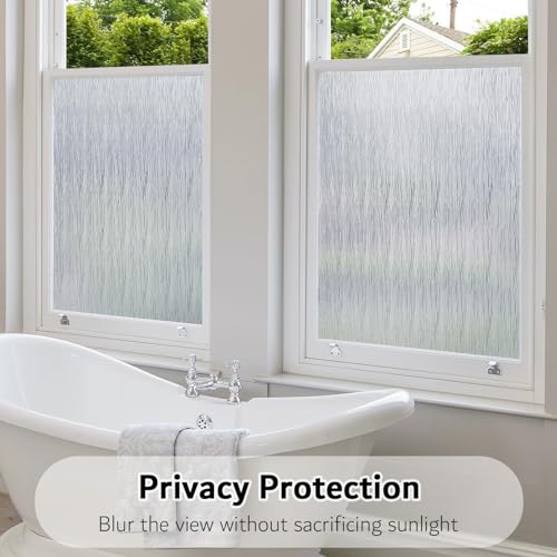 VELIMAX Frosted Window Privacy Film Non Adhesive Window Cling Removable Glass Covering Clear Water Opaque Window Film for Home Anti UV 23.6x78.7 inches - color: Translucent, size: 23.6"x78.7" (60x200cm)