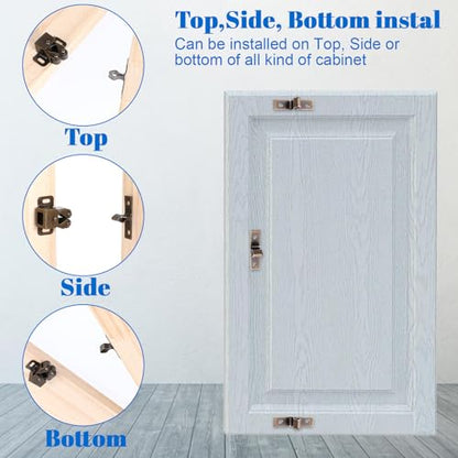 4pcs Double Roller Catch Cabinet Latch Hardware for Cupboard Closet Kitchen Cabinet Door Latches and RV Cabinets Closure Hardware and Catches for Cupboard and Closet Door Closing
