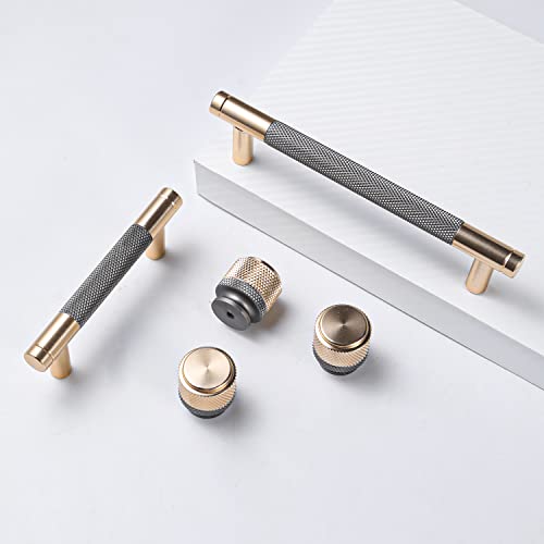 12 Pack 3 Inch 76 mm Barrel Cabinet Pulls Gold and Grey Cupboard Aluminum Handles Drawer Pull Cabinet Handles - color: Gold and Grey, size: 3 Inch