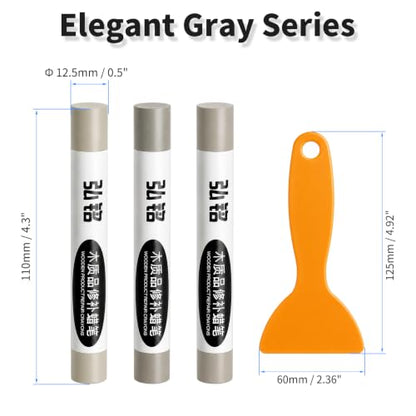 3 Colors Wood Filler Sticks, Elegant Gray Series, with Scraper - color: Elegant Gray Series