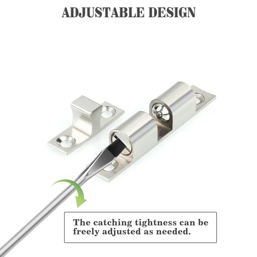 Alise Brass Double Roller Catch Cabinet Latches Door Catch 47mm,4 Pcs - color: Silver, size: 47mmX30mm