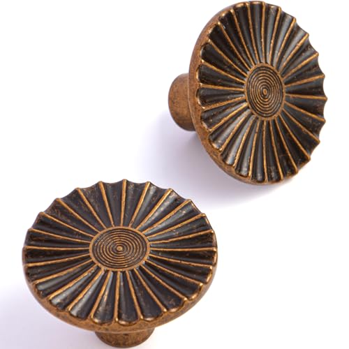 Liron Hardware 10 Pack Antique Brass Sunburst Vintage Cabinet Knobs - size: Knobs