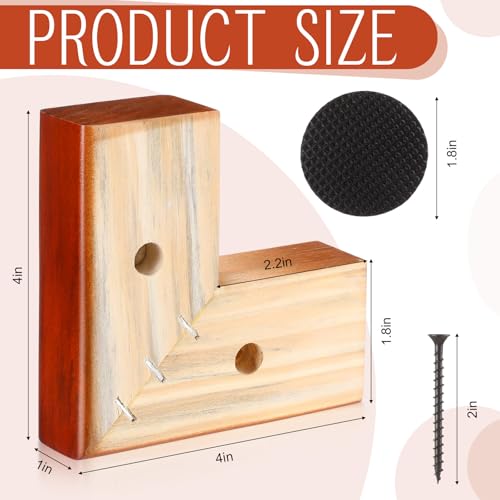 Geelin 4 Pack 1 Inch Wood Furniture Risers L-Shaped Bed Riser, Brown - color: Brown, size: 1 Inch
