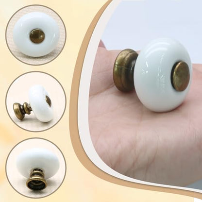 12pcs White Ceramic Cabinet Knobs, Small Round Drawer Knobs - size: 12pcs-Small-Antique Bronze