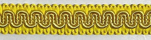 1/2" Scroll Braid Gimp w/Backing - 10 Continuous Yards - Many Color Options! (Yellow) - color: Yellow