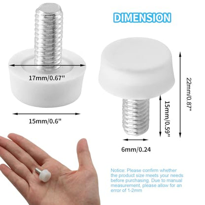 Biaungdo Adjustable Furniture Levelers, M6x15 mm, White, 24 Pcs - color: White