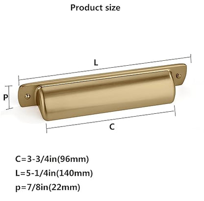 khtumeware 2 Pack 3-3/4" Drawer Pulls Brushed Brass Cabinet Cup Pulls Kitchen Hardware Brushed Gold Cabinet Handles Drawer Handles Knobs 3-3/4 inch Hole Center - color: Brushed Brass, size: Cup Pulls 3-3/4" Hole Center