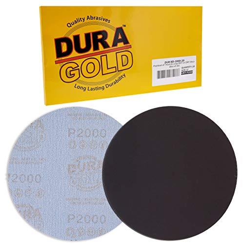 Dura-Gold 6" Wet or Dry Sanding Discs, 2000 Grit (Box of 20), Hook & Loop - size: 2000-Grit