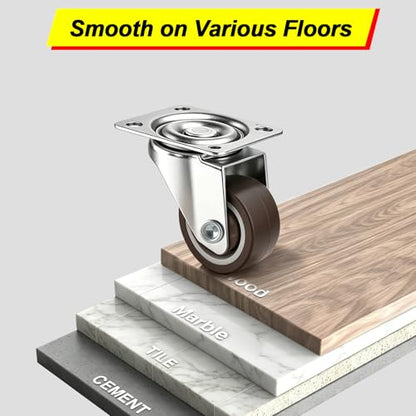 1.5 Inch Swivel Plate Caster Wheels Screw in Lockable Rubber Casters - size: 1.5 inches