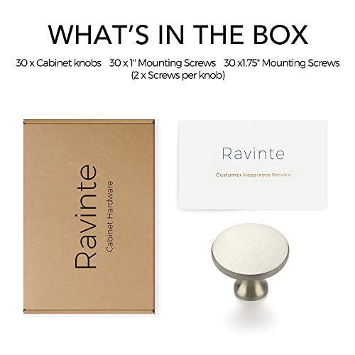 Ravinte Brushed Nickel Round Kitchen Cabinet Knobs Pulls 1-1/4 Inch 30 Pack - color: Brushed Nickel