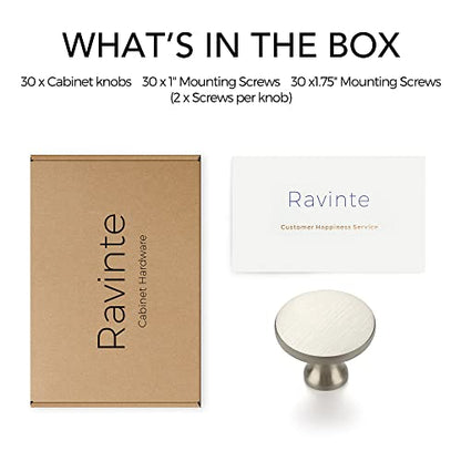 Ravinte Brushed Nickel Round Kitchen Cabinet Knobs Pulls 1-1/4 Inch 30 Pack - color: Brushed Nickel