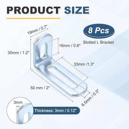 uxcell 8 Pcs Adjustable Right Angle Brackets 2"x1.2"x0.7" Silver - color: Silver, size: 2"x1.2"x0.7"