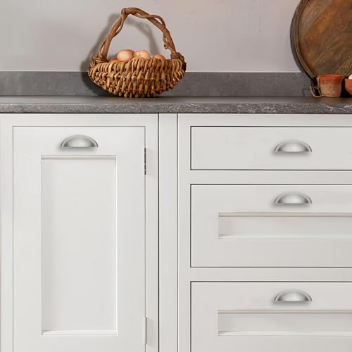 2 Pack 3" Drawer Pulls Brushed Satin Nickel Cabinet Cup Pulls Kitchen Hardware Cabinet Handles Drawer Handles Knobs 3 inch (76mm) Center to Center - color: Brushed Satin Nickel, size: 3 inch Hole Center, style: 2 Pack