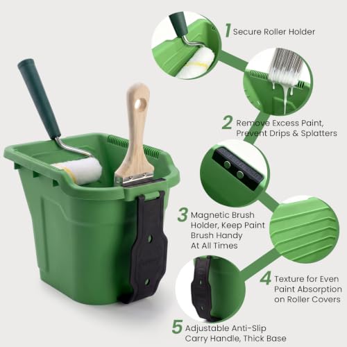 Paint Bucket Hand Held with Lids, 4" Paint Roller Kit, 20 Pack