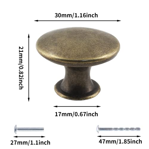 16Pcs 30mm Antique Bronze Kitchen Cabinet Knobs - color: Antique Breen Bronze, size: 16 Pcs