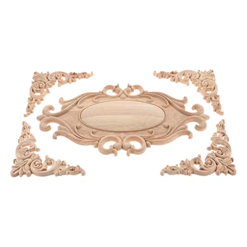 5Pcs Wood Appliques Onlays Classic Decorative Furniture Appliques Set F - color: Set F