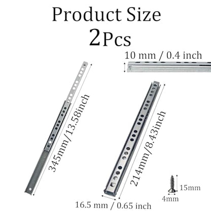 Metal Drawer Slides, 2Pcs Ball Bearing Drawer Slide Rails, Full Extension Side Mount Track, Smooth Quiet Glide for Cabinet, Kitchen, Dresser, File Cabinet, Heavy Duty Drawer Hardware 214mm - size: 214mm