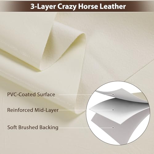 Faux Leather 1.0mm Upholstery Fabric by the Yard 8 Yard Cream - color: Cream, size: 8 Yard