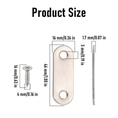 1.85 inch Stainless Steel Flat Mending Repair Plate, 20 Pack - size: 1.85inch
